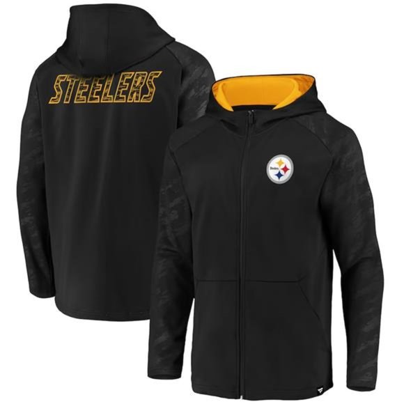 NWT Pittsburgh Steelers Iconic Embossed Team Defender Full-Zip Hoodie Sz Medium - Picture 1 of 4